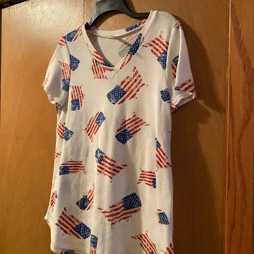 4th of July Honeyme Red and Blue Graphic Shirt